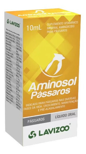 Aminosol Suplemento Aminoacido Para Passaros 10ml - Lavizoo