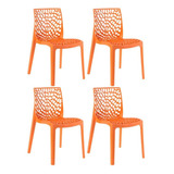 4 Cadeiras Gruvyer Cozinha Jantar Higlopp Coloridas Cores Cor Da Estrutura Da Cadeira Laranja