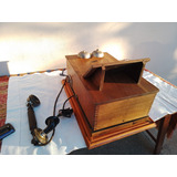 Antiguo Teléfono D Pared A Magneto Ericsson Caja Roble
