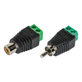 Juego Conector Rca Macho Hembra Bornera Led Cctv X 2 Jg Htec