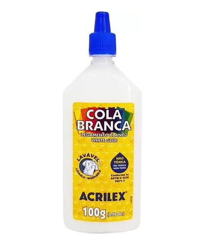 Cola Branca Escolar Lavável Acrilex 100g 