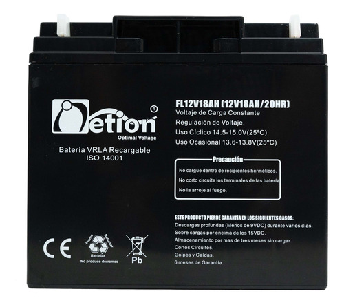 Batería Agm Netion 12v-18ah Sellada Libre Mtto Ups Alarmas 