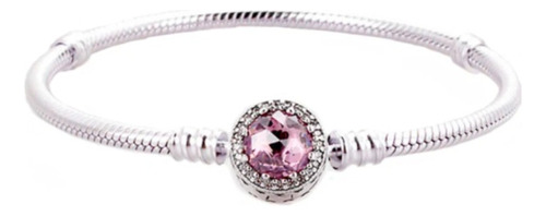 Bracelete Pulseira Prata Radiante Rosa Claro Prata 925