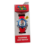 Reloj De Pulsera Accutime Watch Super Mario De Cuerpo Color Rojo Y Blanco, Digital, Para Niños, Con Correa De Plástico Color Mario Y Hebilla Simple