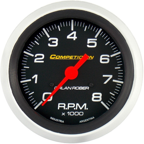 Tacómetro Orlan Rober Línea Competición , De 2 A 8  Cilindros 8000 Rpm , Alojamiento Ø86mm , Fondo Negro