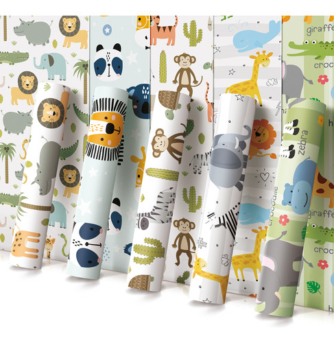 Papel De Parede Zoo Safari Quarto Infantil Autocolante 12m