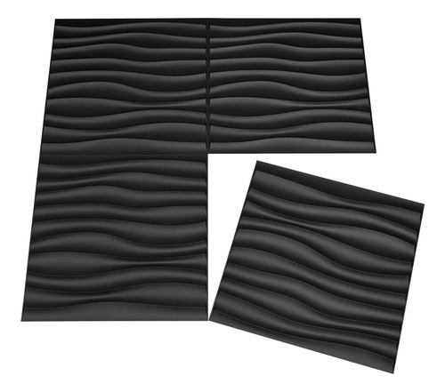 Panel 3d Negro Muro 3d Decoración Hogar 50x50 4m2 - 16 Pzas 