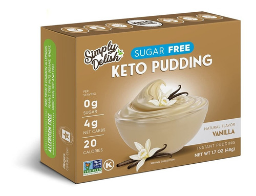 Simply Delish Puding Keto Sabor Vainilla Sugar Free 48 G