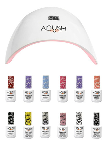 12 Esmaltes Semipermanentes Anush + Cabina Beauty Nail Lamp