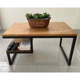 Mesa Auxiliar Estilo Industrial Madera De Pino Centro Sala 