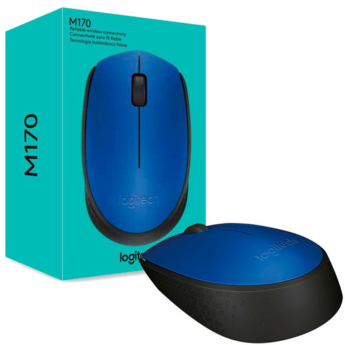 Mouse Logitech M170 Sem Fio Azul 1000dpi Receptor Usb