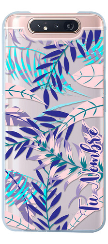 Funda Para Galaxy Para Mujer Hojas Flores Con Tu Nombre