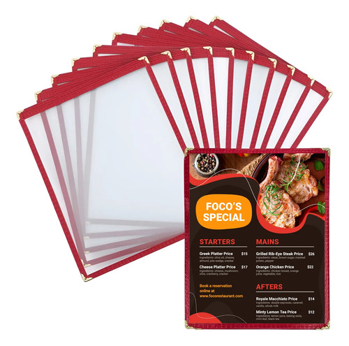 10pcs Cubiertas Fundas Para Menú 8.5 X 11 1 Página 2 Vistas