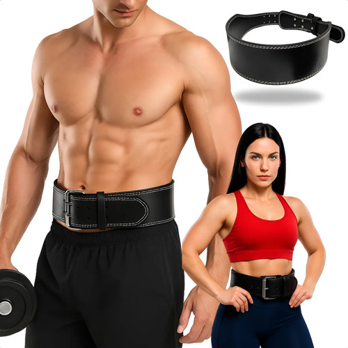 Cinturão De Couro Academia Crossfit Agachamento Fit