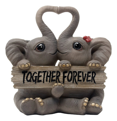 Figura Elefante Amoroso Con Letrero Together Forever, Corazo