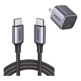 Ugreen Kit De Mini Cargador 20w Y Cable Usb-c A Usb-c 1metro