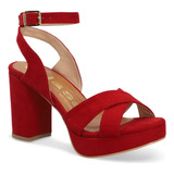 Sandalia De Tacón 9 Cm Casual Dama Rojo 242-37