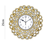 Reloj De Pared Redondo Vintage Decorativo 25cm Silencioso Color De La Estructura Dorado - 276016 Color Del Fondo Blanco - 276016