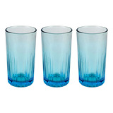  Set 6 Vasos Elegantes De Vidrio Azul Crisa 390ml, Minimalista, Modernos, Transparentes