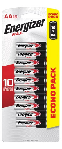 16 Pilhas Baterias Aa Energizer Max Alcalina - 1 Cartela