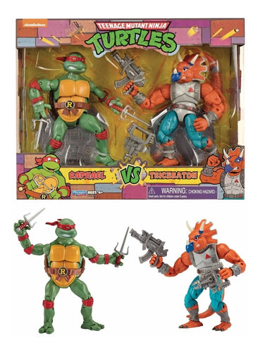 Playmates Tortugas Ninja Vintage Raphael Vs. Triceraton 2pkn