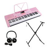 Kit Teclado Piano Musical 61 Teclas M-t3280+suporte Mxt+fone