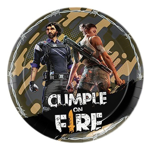 Pack 6 Uds Plato Pequeño Cartón / Diseño Free Fire