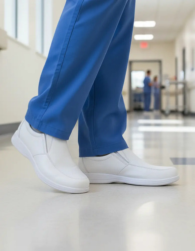 Zapato Ultraligero Clínico Enfermero Enfermera Piel Blanco