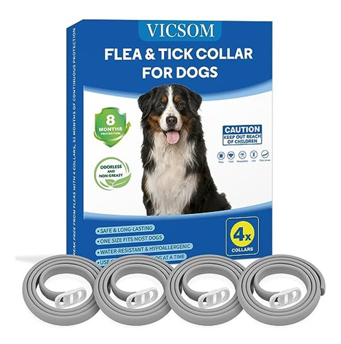Paquete De 4 Collares Antipulgas Para Perros, Collar Antipul