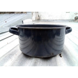 Antigua Olla Chapa Enlozada Azul Solo Decoracion 25,7 Diam.