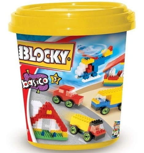 Balde Blocky Basico 3 Bloques 200 Piezas Original 