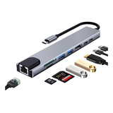 Hub 8 En 1 Usb C 3.0 Hdmi 4k Puerto Ethernet Sd Micro Mac Pc