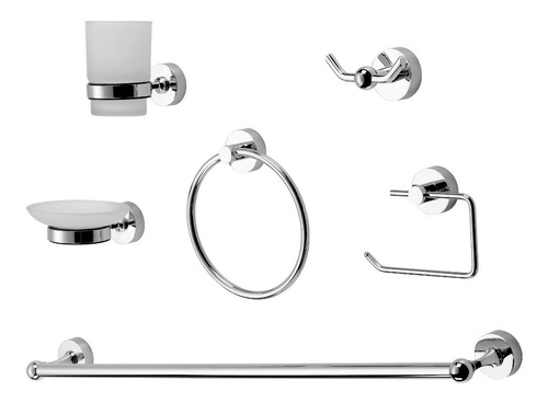 Set Accesorios Baño Peirano Linea 3000 6 Piezas Metal Vidrio