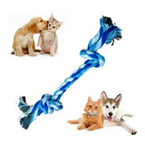 Brinquedo Interativo Pet De Corda Para Cães E Gatos Shitzu Cor Azul E Branco
