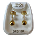 Aros Abridores De Oro Amarillo 18k Bolita 5mm  Mod105