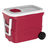 Caja Térmica Con Ruedas Y Asa Vira Mesa, 50 L, 68 Latas, Color Rojo