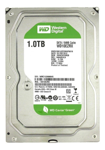 Disco Duro Interno Western Digital Wd Caviar Green Wd10ezrx 1tb Verde