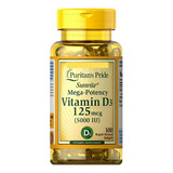 Vitamina D3 Sunvite Mega Potency 125mcg 5,000 Iu 100ct Sabor Sin Sabor