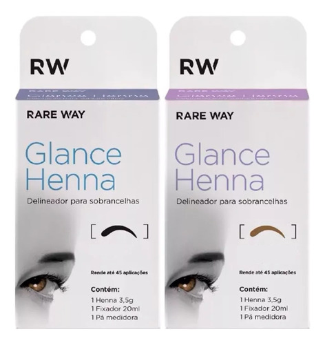 Kit 2 Hennas Glance Rare Way Sobrancelhas Delineador 3,5g