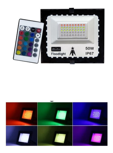 Refletor Holofote Smd Led Luz Colorida 50w