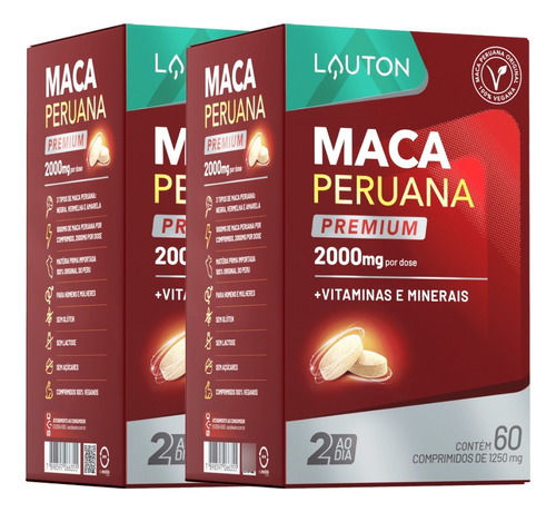 Kit 2 Maca Peruana Plus 1000mg 120 Cap Lauton Nutrition Full