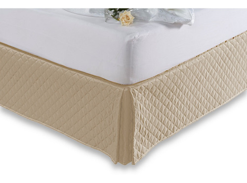 Saia Para Cama Box Casal Queen Size Matelada Microfibra Cor Cáqui