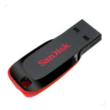 Pendrive Sandisk Cruzer Blade 128gb 2.0 Preto E Vermelho