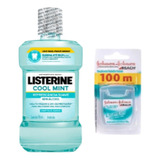 Listerine Enxaguante Bucal 500ml Cool Mint Fio Dental 100mts