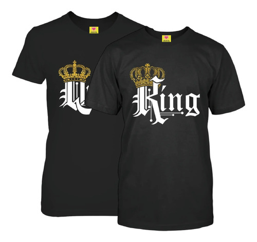 Playeras Pareja King Queen Dúo Dorado Y Blanco Pareja 14 De