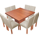 Juego Comedor Moderno Db 130x130 + 8 Sillas Ecocuero