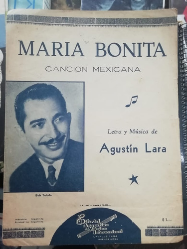 Partitura Maria Bonita Agustin Lara