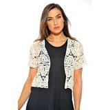 Just Love Bolero Shrug Paisley Crochet Knit Mujer Cardigan