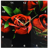 Reloj De Pared Rosas Rojas Sobre Fondo Negro, 13 Por 13...