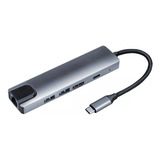 Adaptador Lan 5 En 1 Usb-c Tipo Ac 4k 2x Usb 3.0 Pd Hub